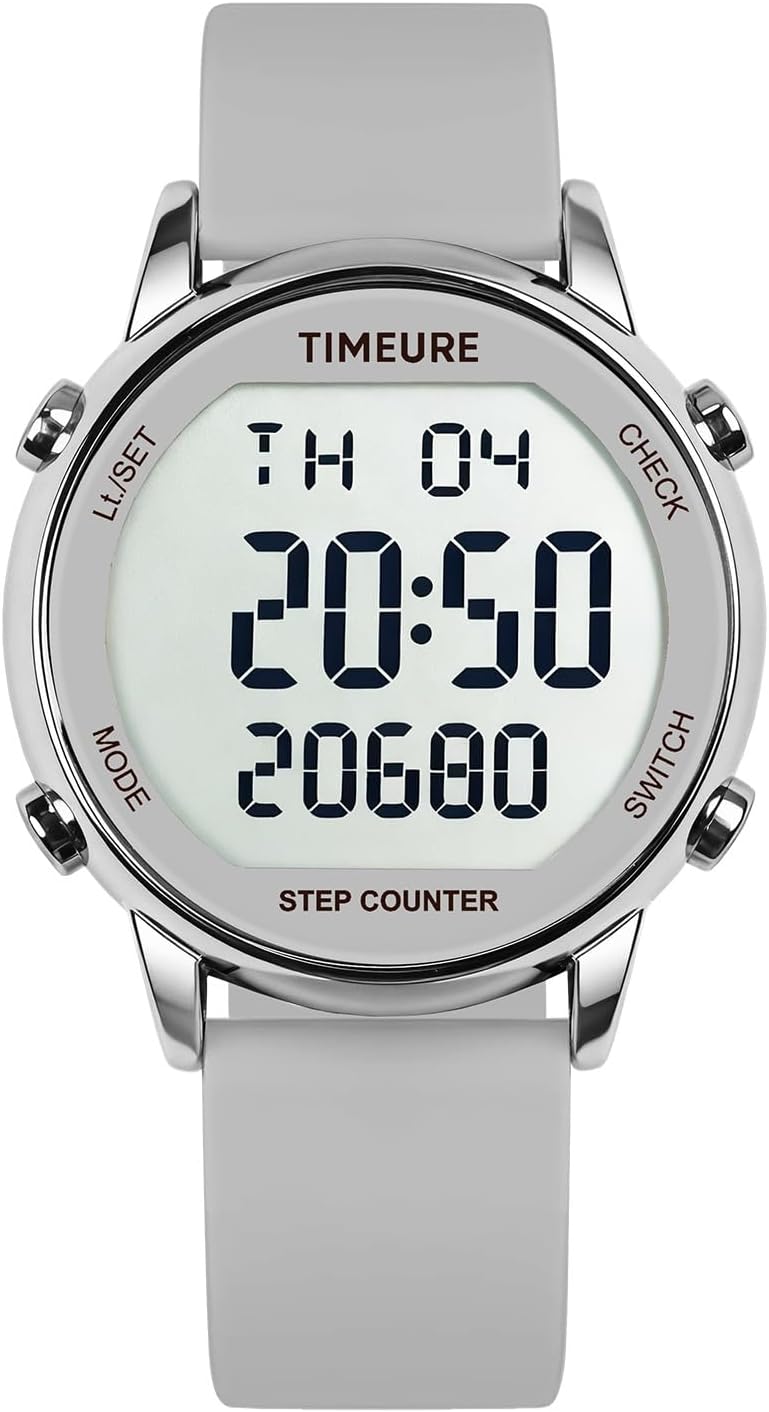 TIMEURE Pedometer Watch for Women, Step Counter for Walking No App/Phone Required Step Counter, Waterproof Fitness Calorie Tracker, Distance Tracking, Alarm, Large Digital Display Watch, TU-2509 - Image 1